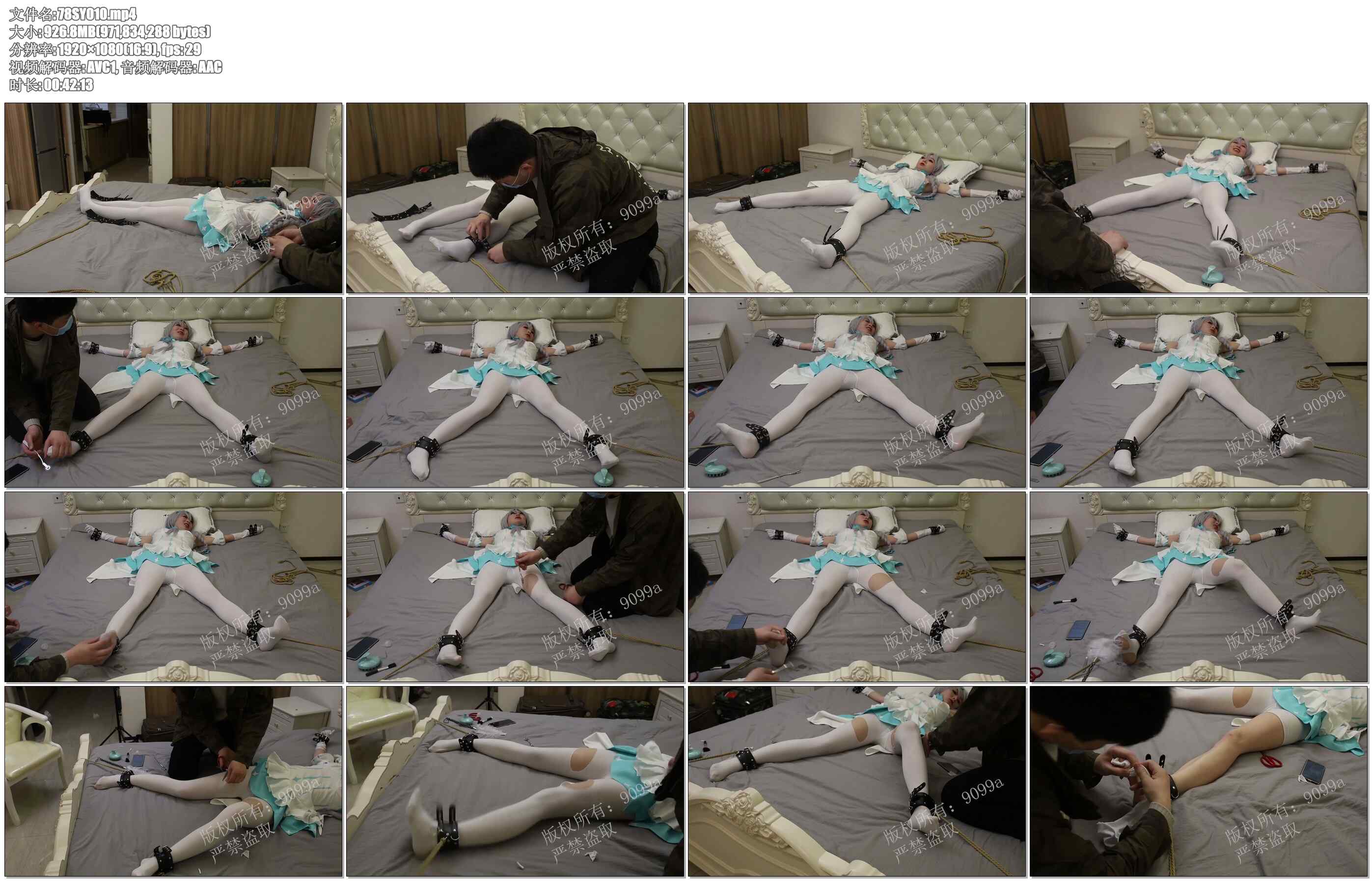 【78束艺】Cosplay琪亚娜冬之公主白丝肉丝润滑剂大字TK