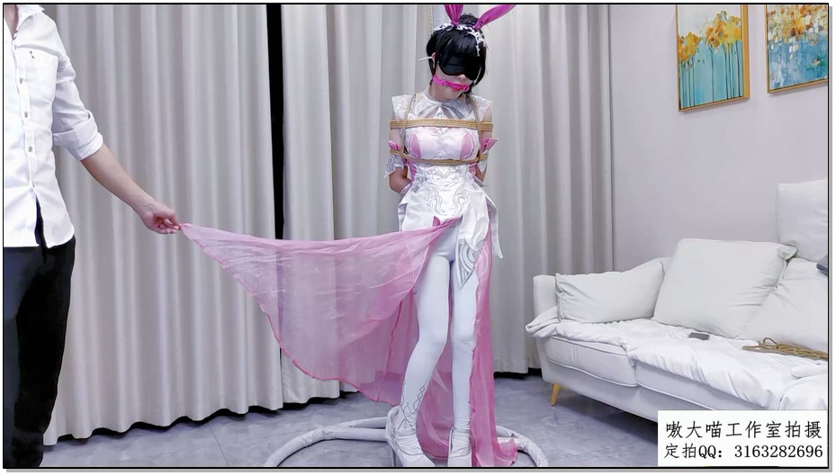 【嗷大喵】二次元少女cos系列 7 cos小舞长裙版-日式紧缚+双腿极限拉高吊起+极限紧缚驷马 