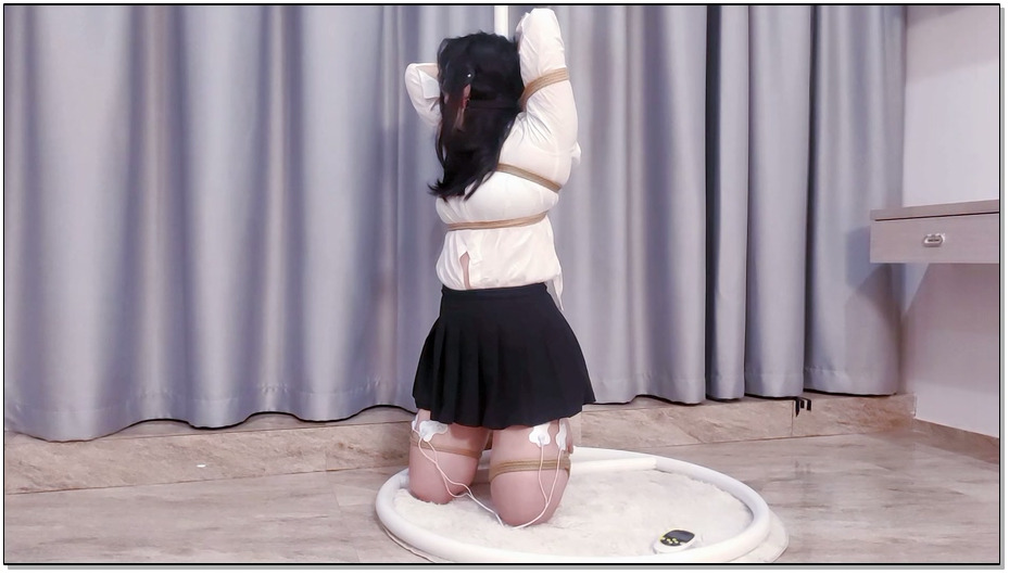 【嗷大喵】电击鞭打 -后高手+紧缚驷马+电击+口球+手绑后脑勺固定再后背+双腿蟹缚对折