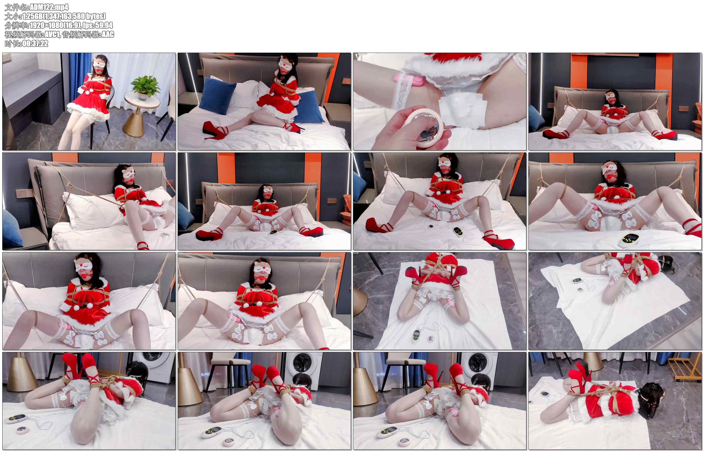 【嗷大喵】圣诞快乐 塞满+电击+抽打+道具同上分腿驷马+马具口塞+放置折磨