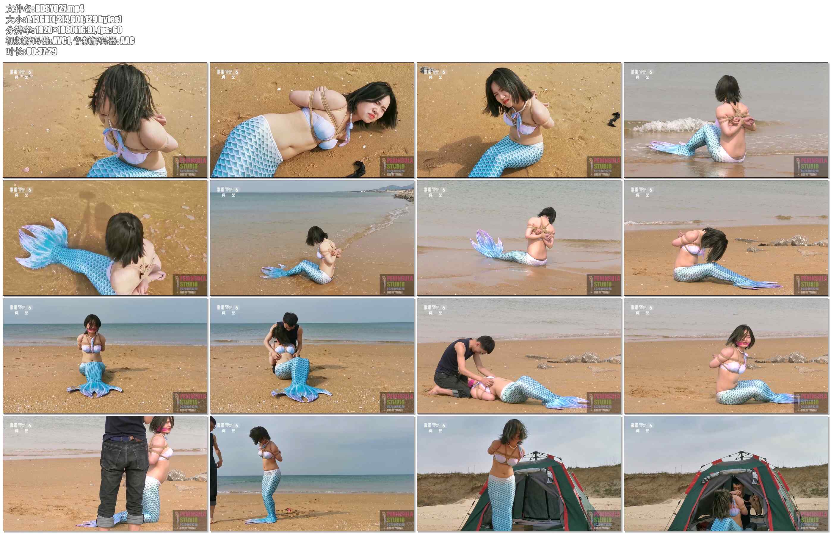 【半岛束艺】人鱼之恋 来到地面的人鱼被绑住了上身，堵住了嘴巴