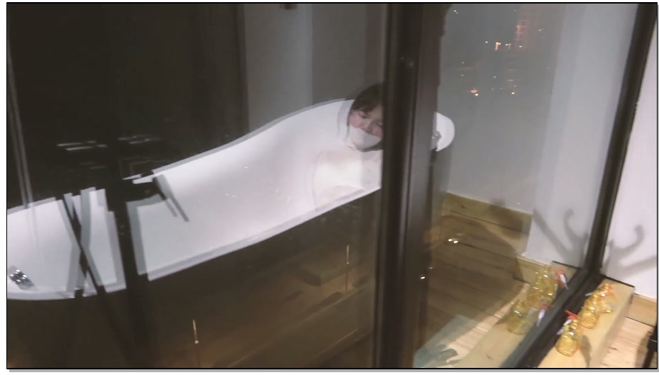 【半岛束艺】湿身白丝全包 下 白丝3重全包 洁白的白丝美人茧 水柱冲刷诱人