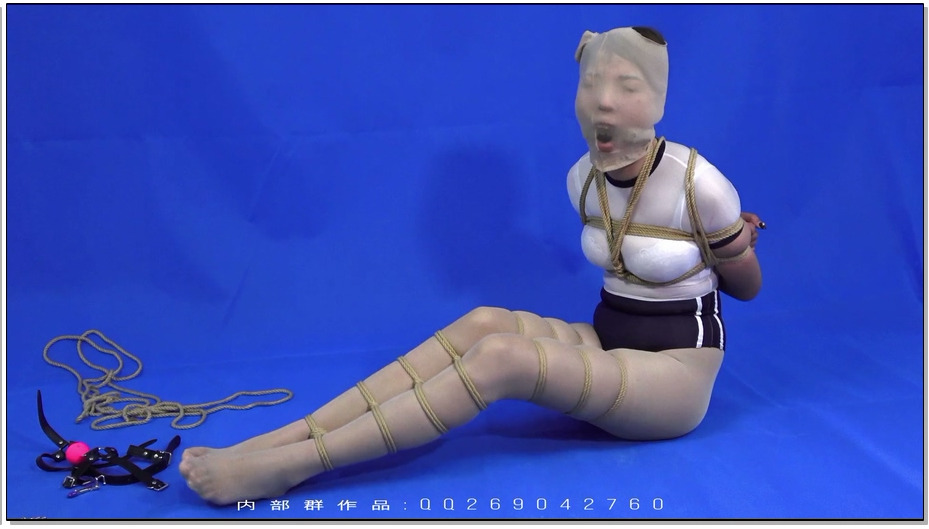 【clz原创】灵粒丝袜套头大号口球并腿超级缚，日式超级缚，欧式电击棒