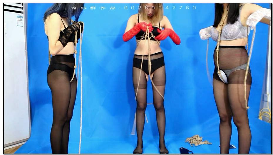 【CLZ原创】三奴调教 小艾橘子灵粒三人玩骰子被惩罚，丝袜股绳各种捆绑走绳等