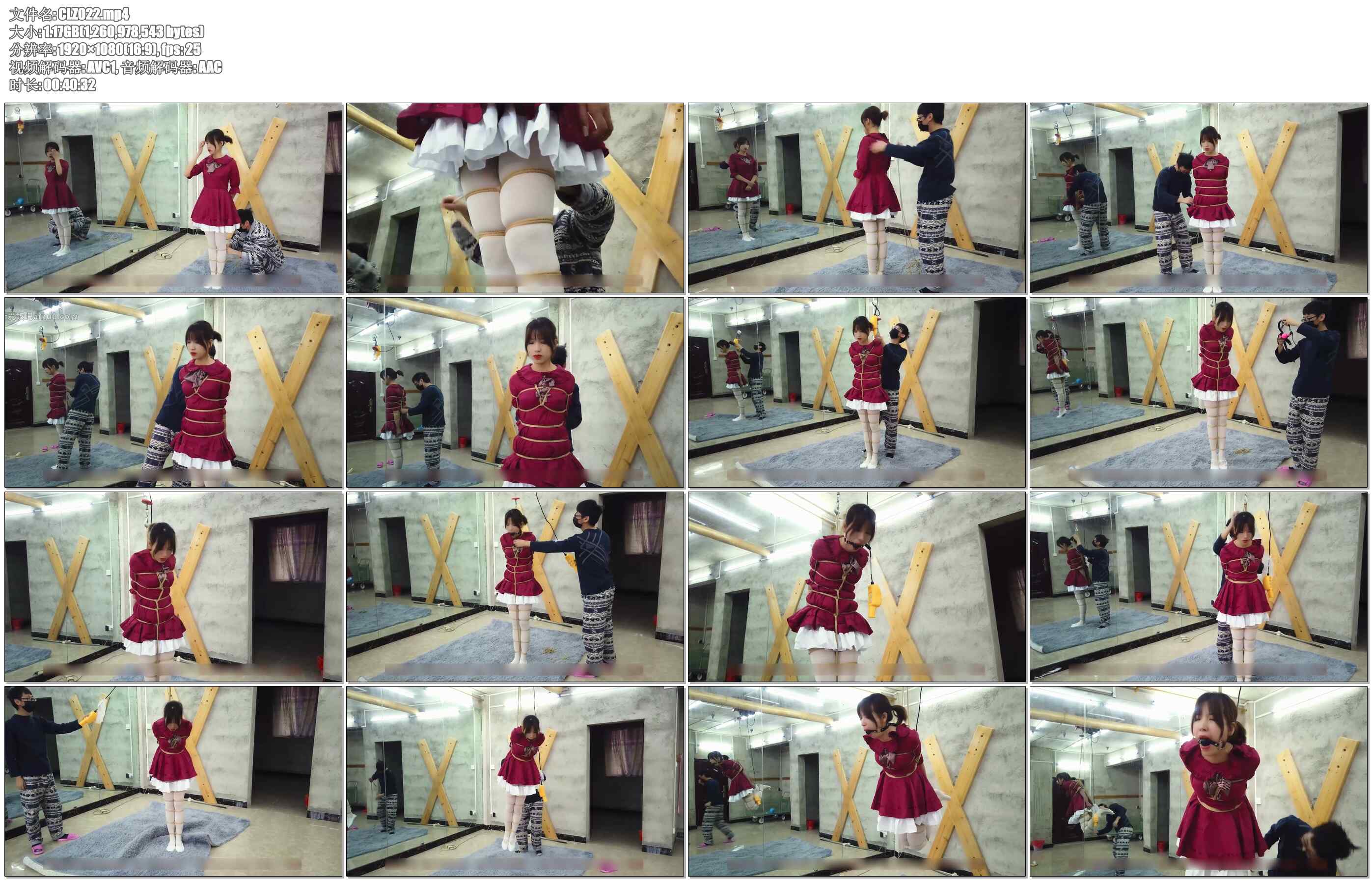 【clz原创】灵粒白袜JK女仆装，3斤麻绳全身捆绑，勒紧脚尖顶地和吊，加挑战吊15分钟