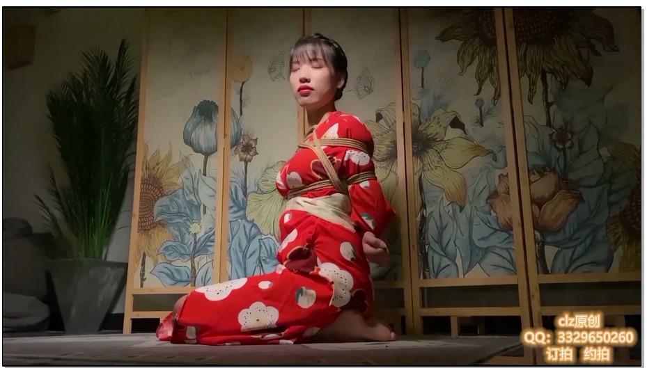 【CLZ原创】灵粒 唯美风，灵粒日式风和服 捆绑写真