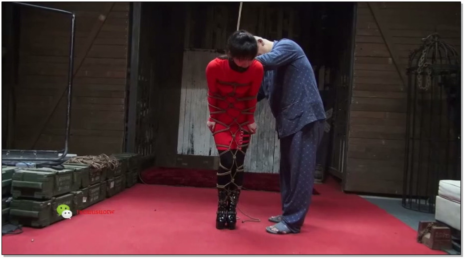 【禅狱工作室】托奴所365天纪实3 直身捆绑5米5高空吊还是很壮观的！捆绑结实怎么挣扎…