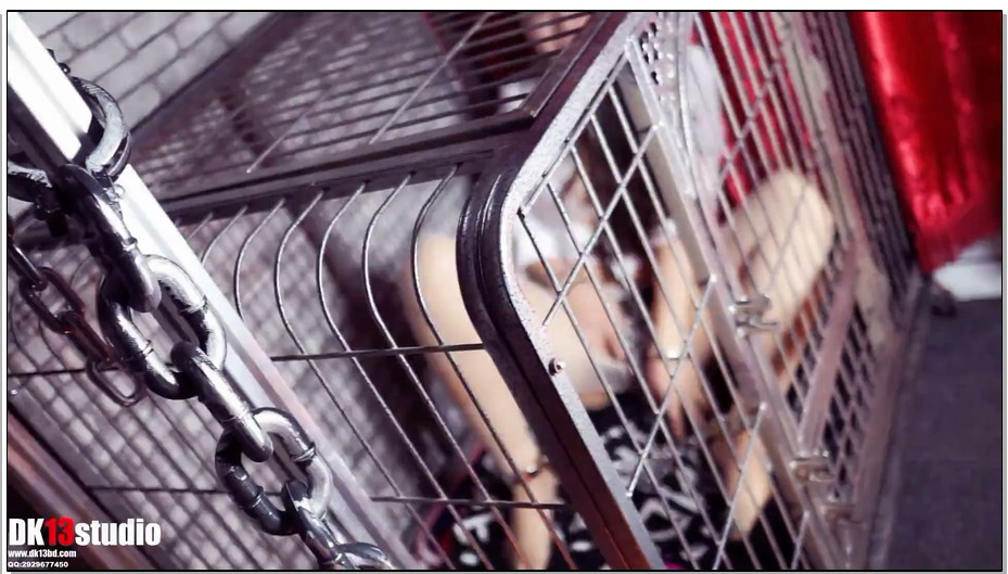 【DK-13】狗笼 KB 肉丝 遥控蛋蛋 挣扎 口球 裸足 脚铐 手铐等多元素!-沐子