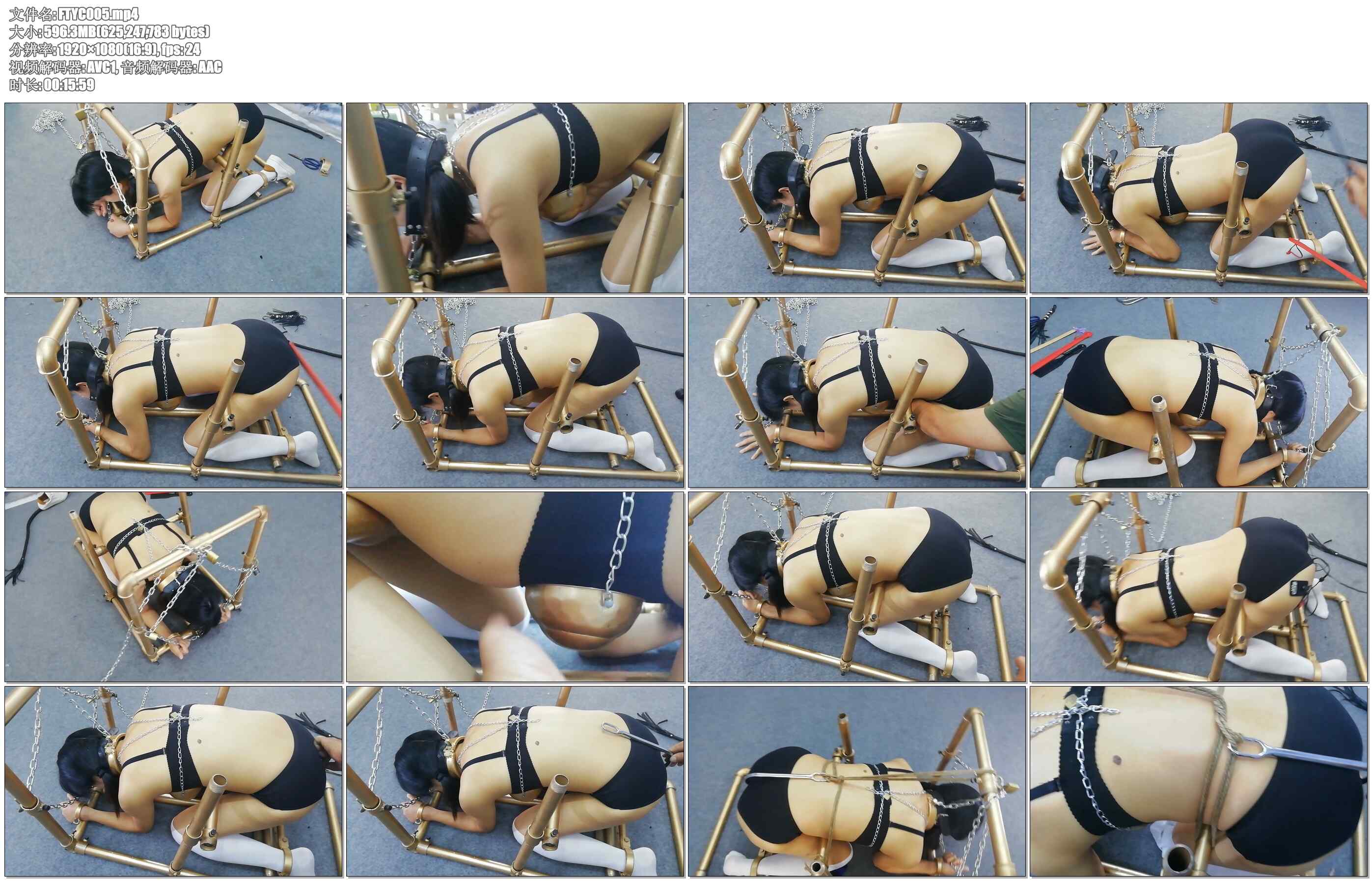 【飞天原创】云儿被新式跪爬器紧紧固定，铁勾勾住