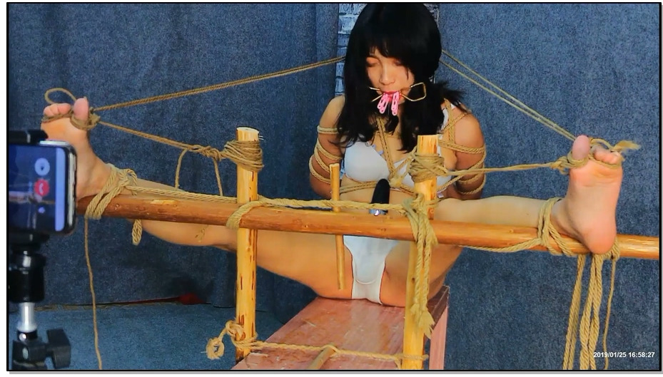 【飞天原创】云儿被牢牢绑在老虎登上，两腿强制开立固定木架之上,TJ开始