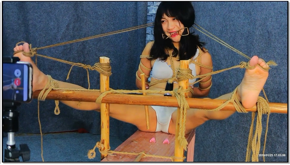 【飞天原创】云儿被牢牢绑在老虎登上，两腿强制开立固定木架之上,TJ开始