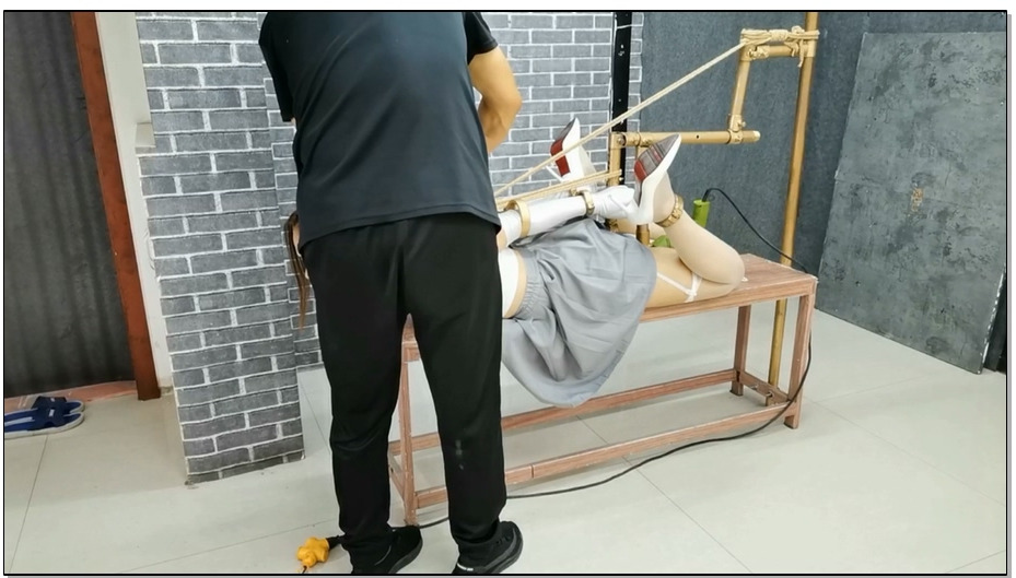 【飞天原创】天生女奴玲儿，可接受各种尺度TJ，看到多功能K9架，急不可待直接爬了上去…