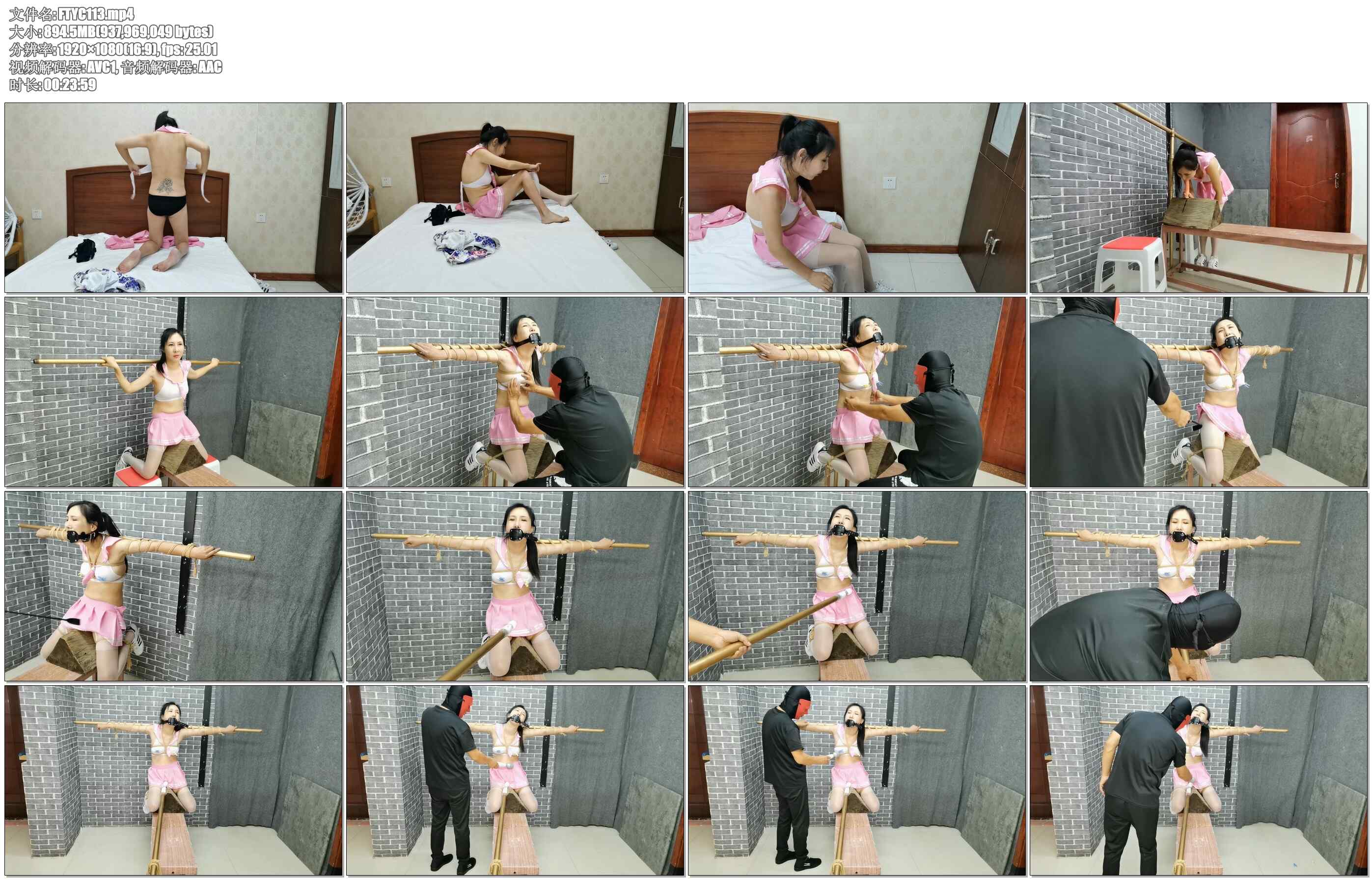 【飞天原创】冰儿犬又出现啦，依旧换衣风格，嘴被原味内裤塞上，十字大绑骑在木马上，…