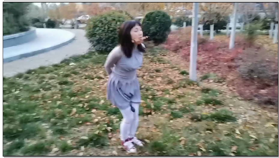 【飞天原创】云儿绑住双腿玩命地去树林不停地蹦去，蹦不动啦，不客气地吊起来继续TJ