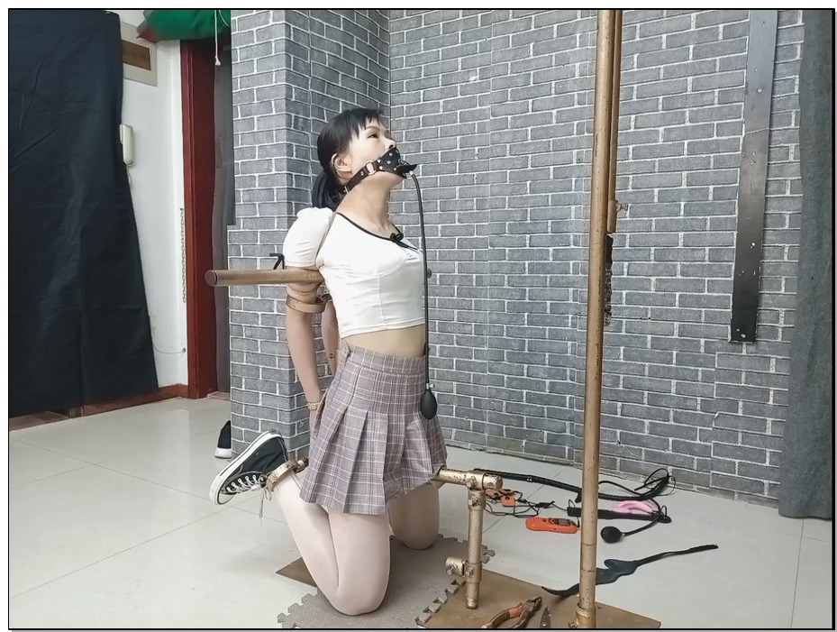 【飞天原创】艺涵日夜苦想的欧式风拘束k9架，不知不觉地被禁锢上去，一固定上去眼、嘴..