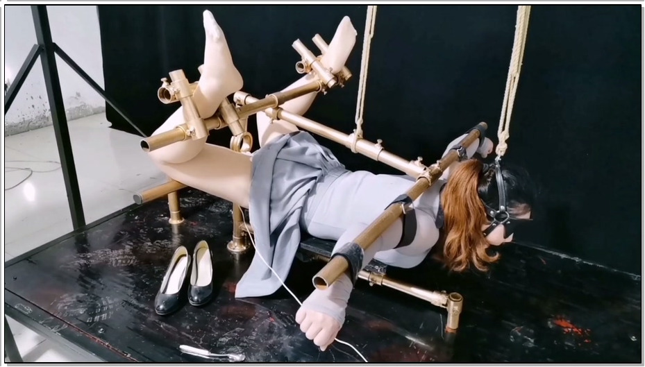 【飞天原创】为新奴梦涵精心设计一款多功能K9架,被禁锢上去后,强制电击、转动杠杆