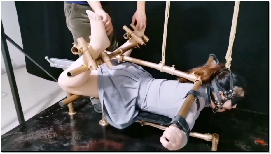 【飞天原创】为新奴梦涵精心设计一款多功能K9架,被禁锢上去后,强制电击、转动杠杆