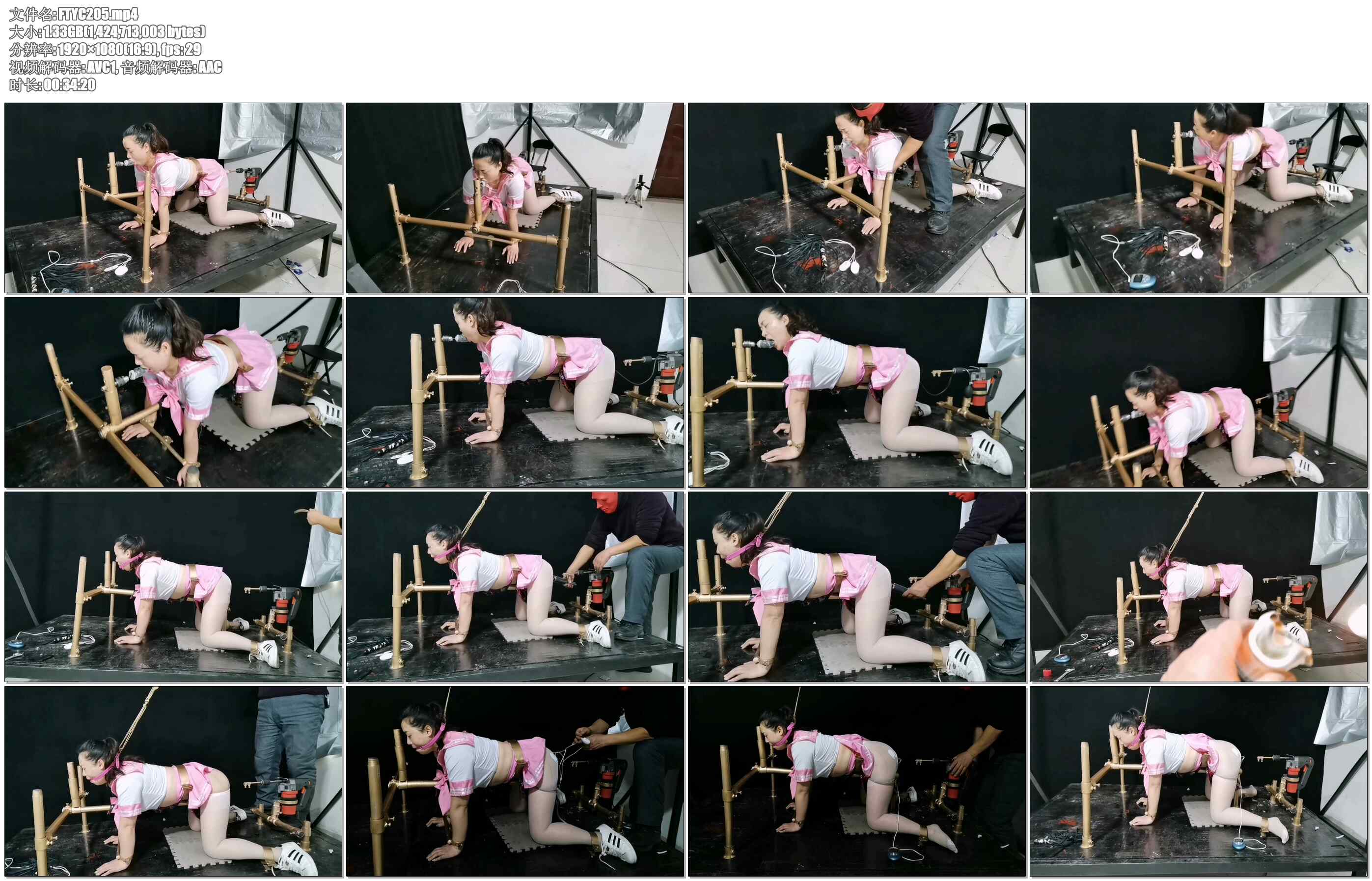 【飞天原创】对重口奴味骚奴梦涵就的用重口味道具对付,铁床拘束架禁 锢,高强度冲击