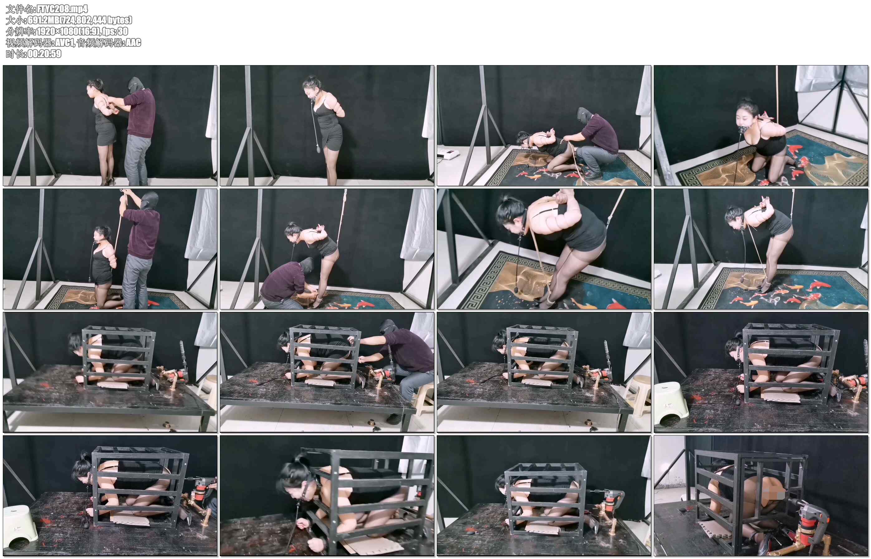 【飞天原创】雨菲奴细绳五花紧缚加气堵嘴，,GG高吊，下面疼痛难忍，不时地遭到鞭打