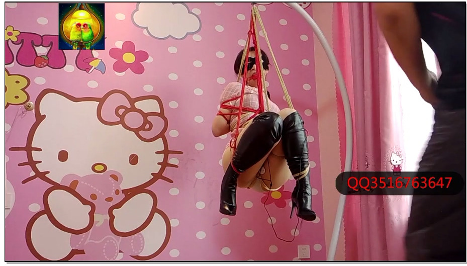 【江山原创】小雏旗袍长靴后手观音吊缚+口球+眼罩+电极片+浑身颤抖