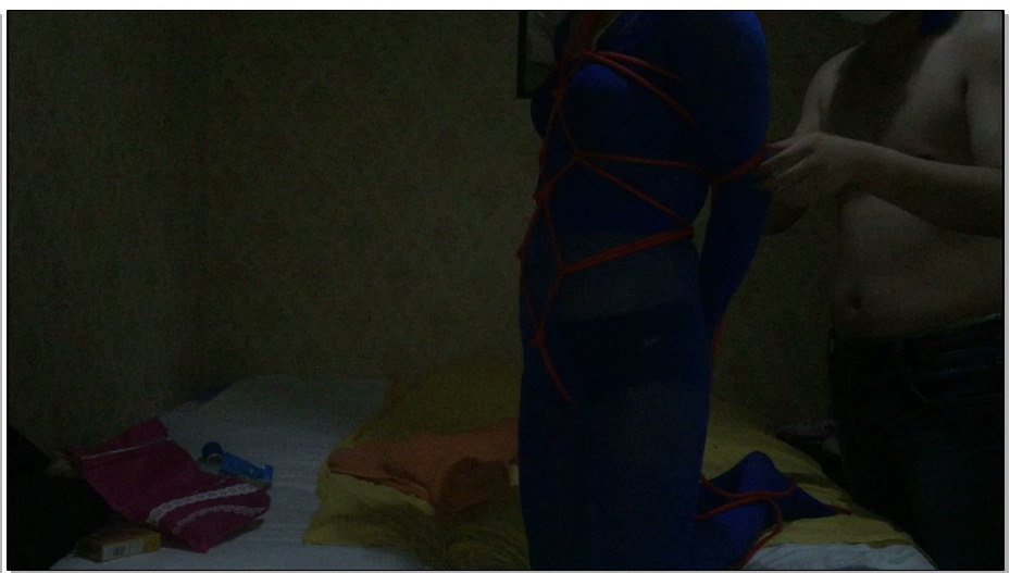 【JS原创】依依一身蓝红绳捆绑-肉丝木乃伊全包