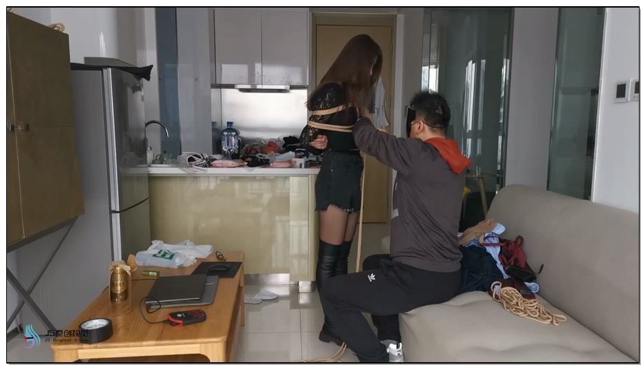 【JS原创】黑丝过膝长靴 全身密集捆绑 DD刺激呻吟