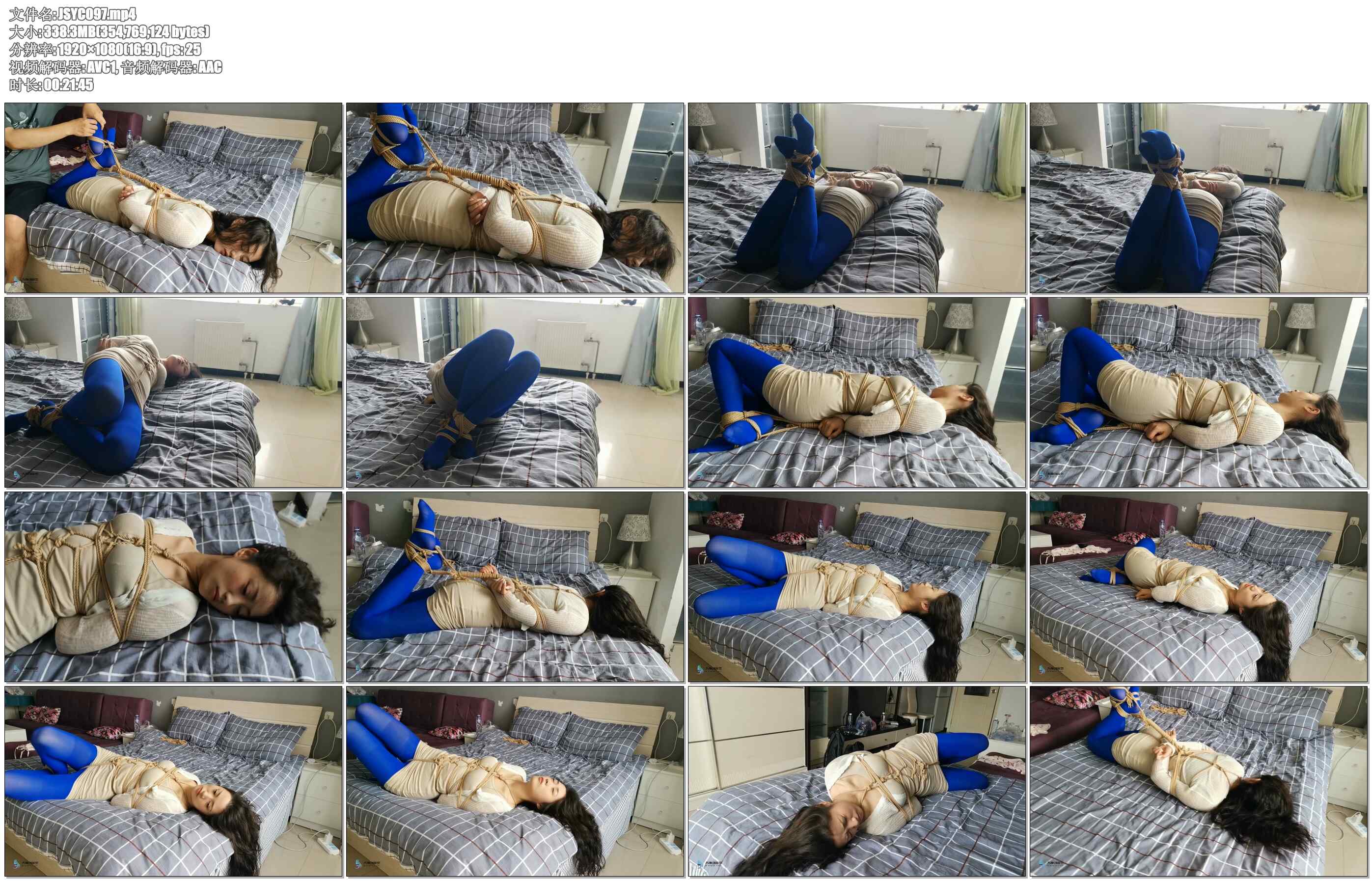 【JS原创】艾可 性感蓝丝袜 龟甲紧缚 驷马挣扎