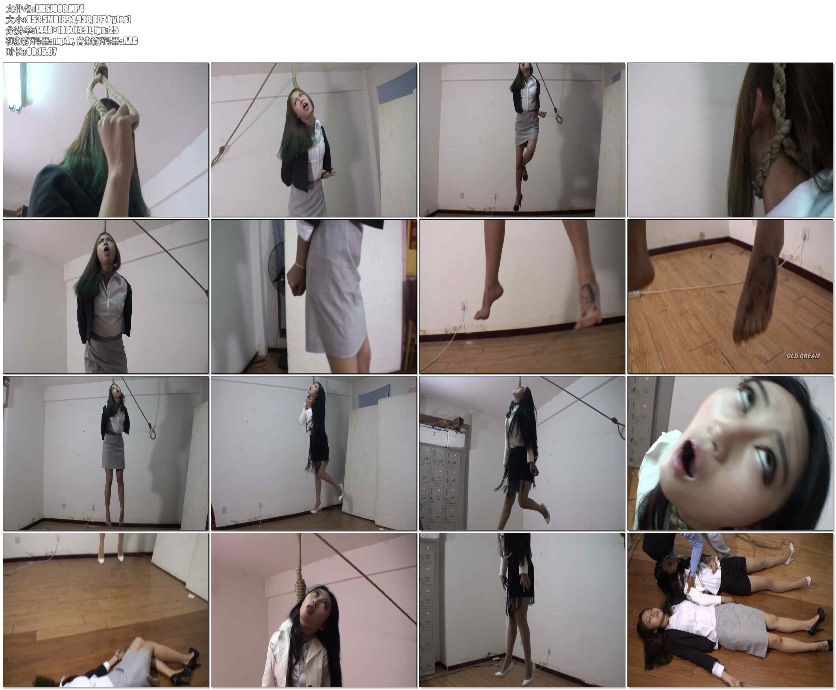 【老梦视觉】失败惩罚之自行了断 双人绞刑 – 金金 白含