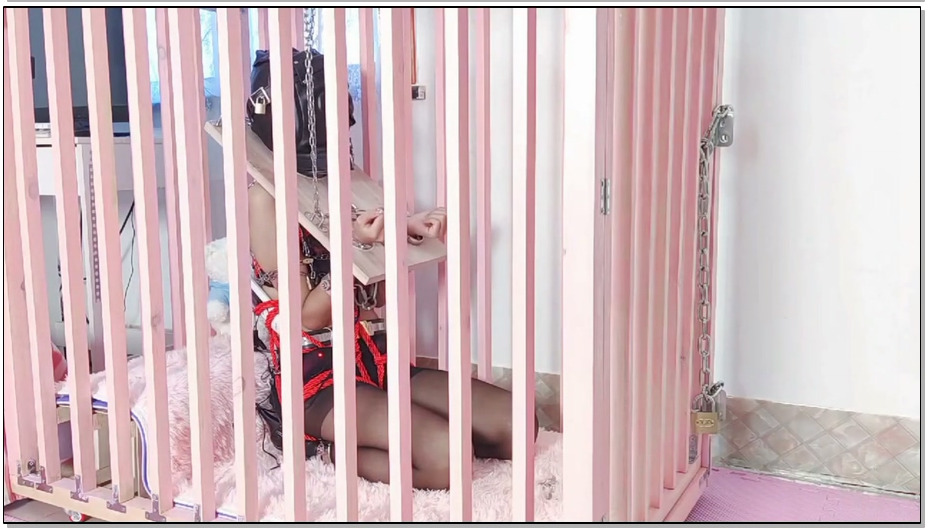 【冷少与贝娘】冷酱捆绑拘束带道具笼中定时锁逃脱
