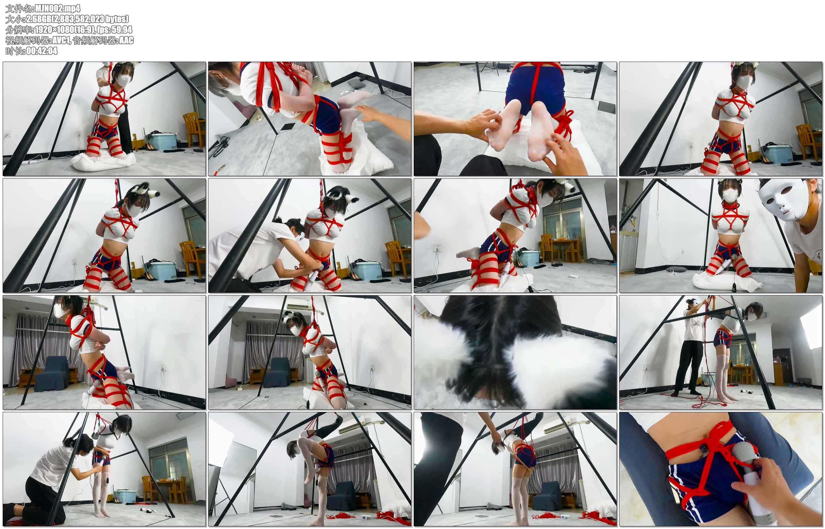 【面具男】榨干超好听的女声极品伪娘Jiojio，叠腿吊缚再加上伸缩塞子和震动电击让… 