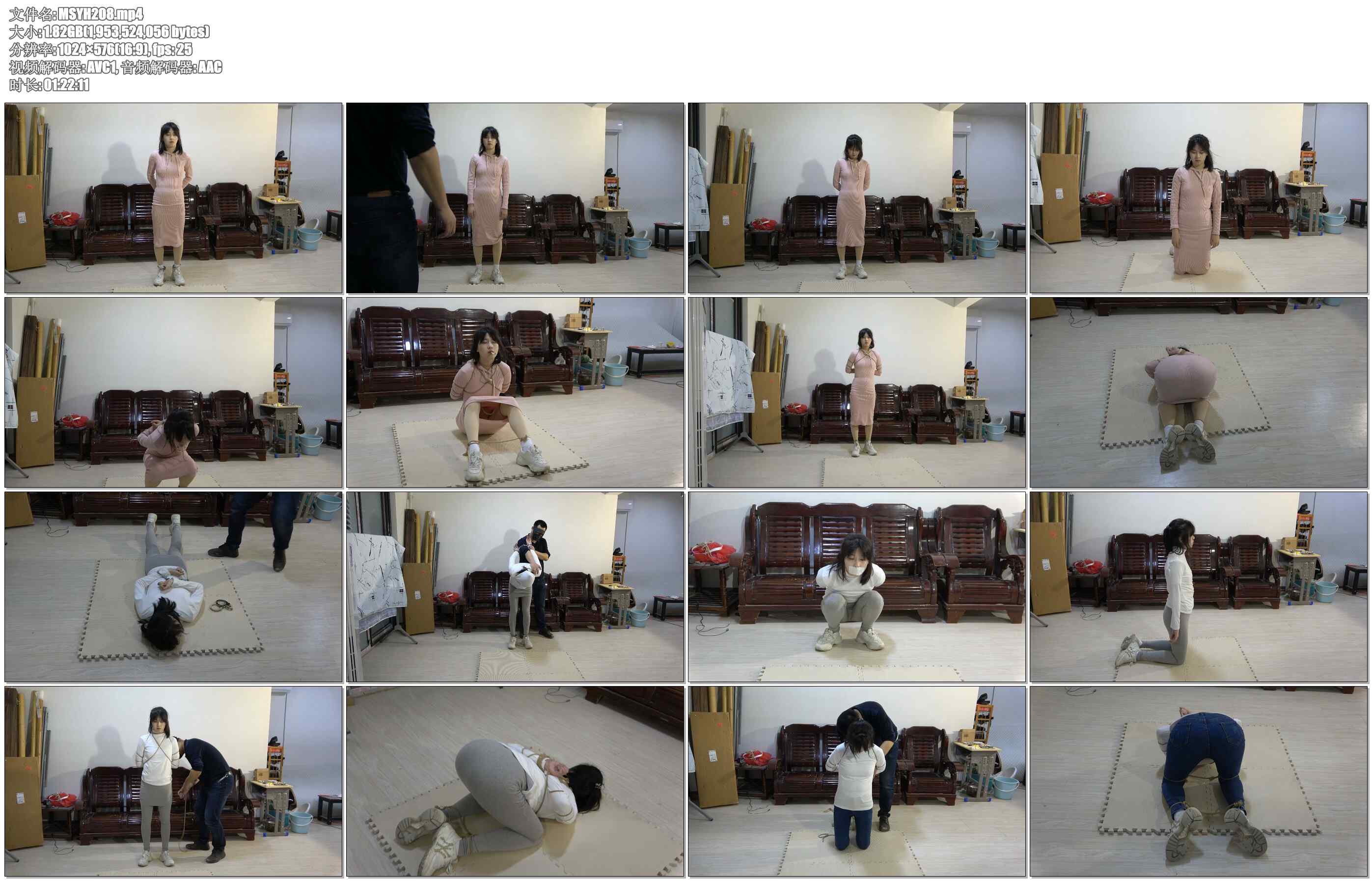 【美束映画】大学生小玉2 反扭抓捕，胶带堵嘴，扎带押解，反铐脚镣，五花大绑，驷马挣…