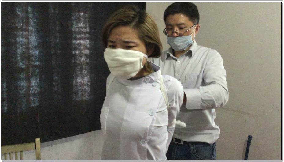 【皮革的拘束】绑架护士-捆绑护士和捂口罩化妆强行带走