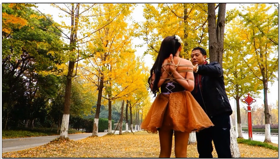 【倾颜阁】铺满落叶的路边捆绑四马