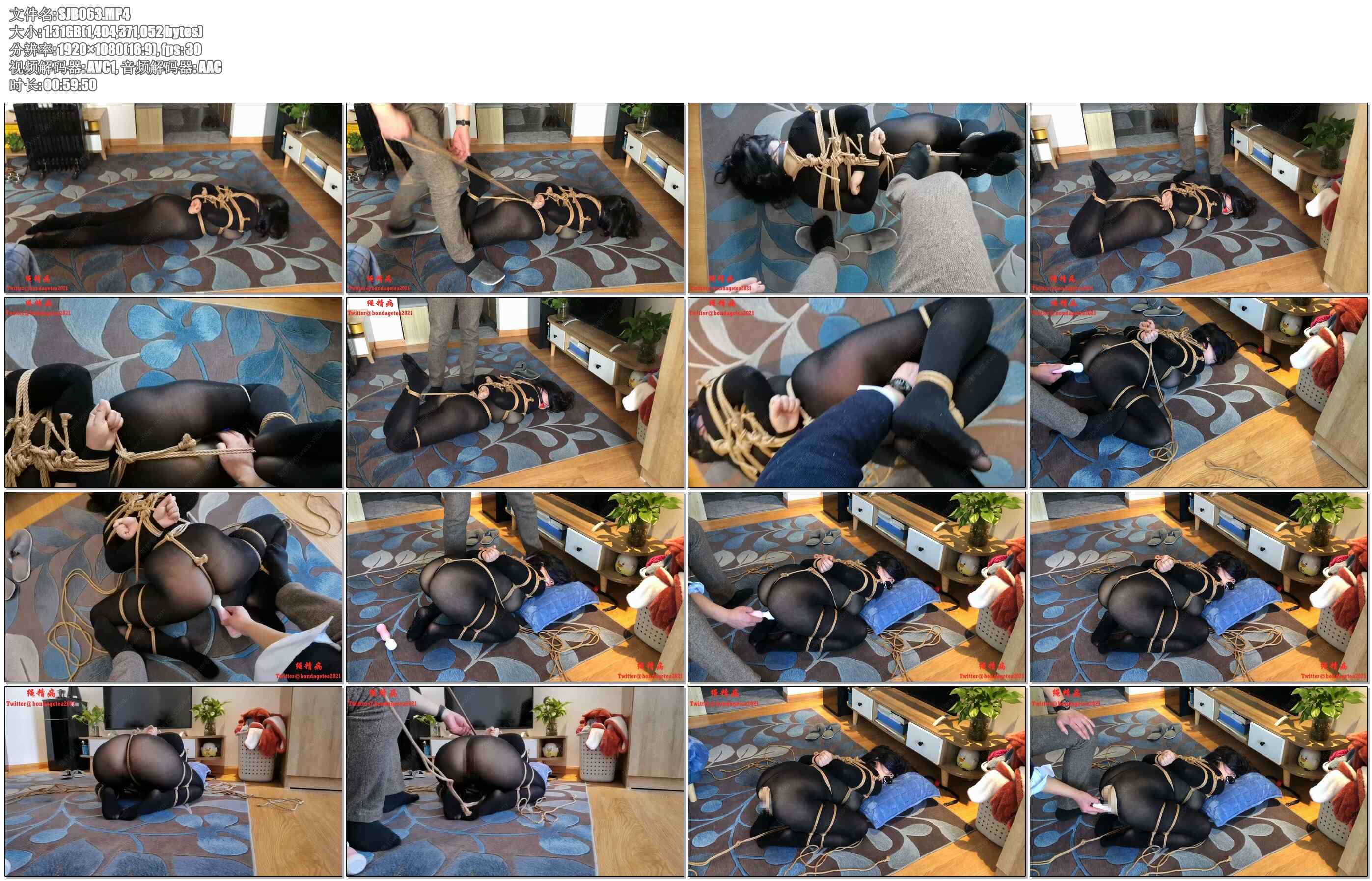 【绳精病】风骚阿姨2 连体黑丝徐娘阿姨紧缚放置任意玩弄强制羞辱股绳高潮 
