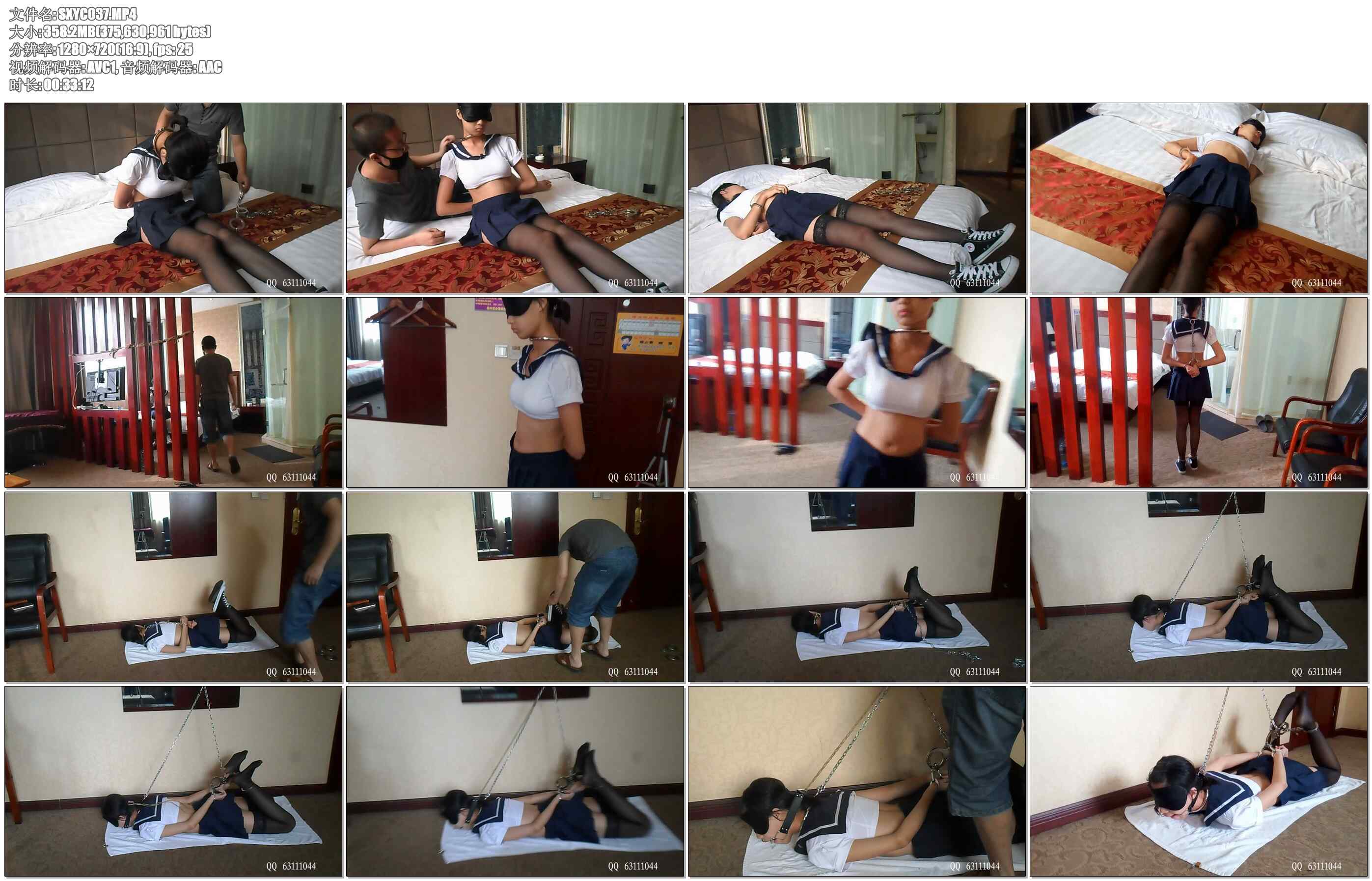 【随心原创】小M学生服镣铐调教 驷马吊铐（续集）