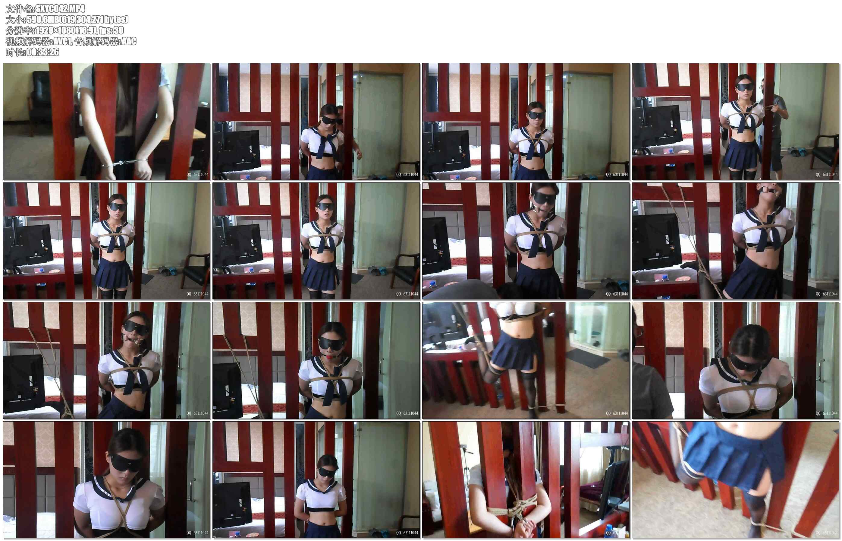 【随心原创】丰满大胸美女铐绑, 单腿吊缚