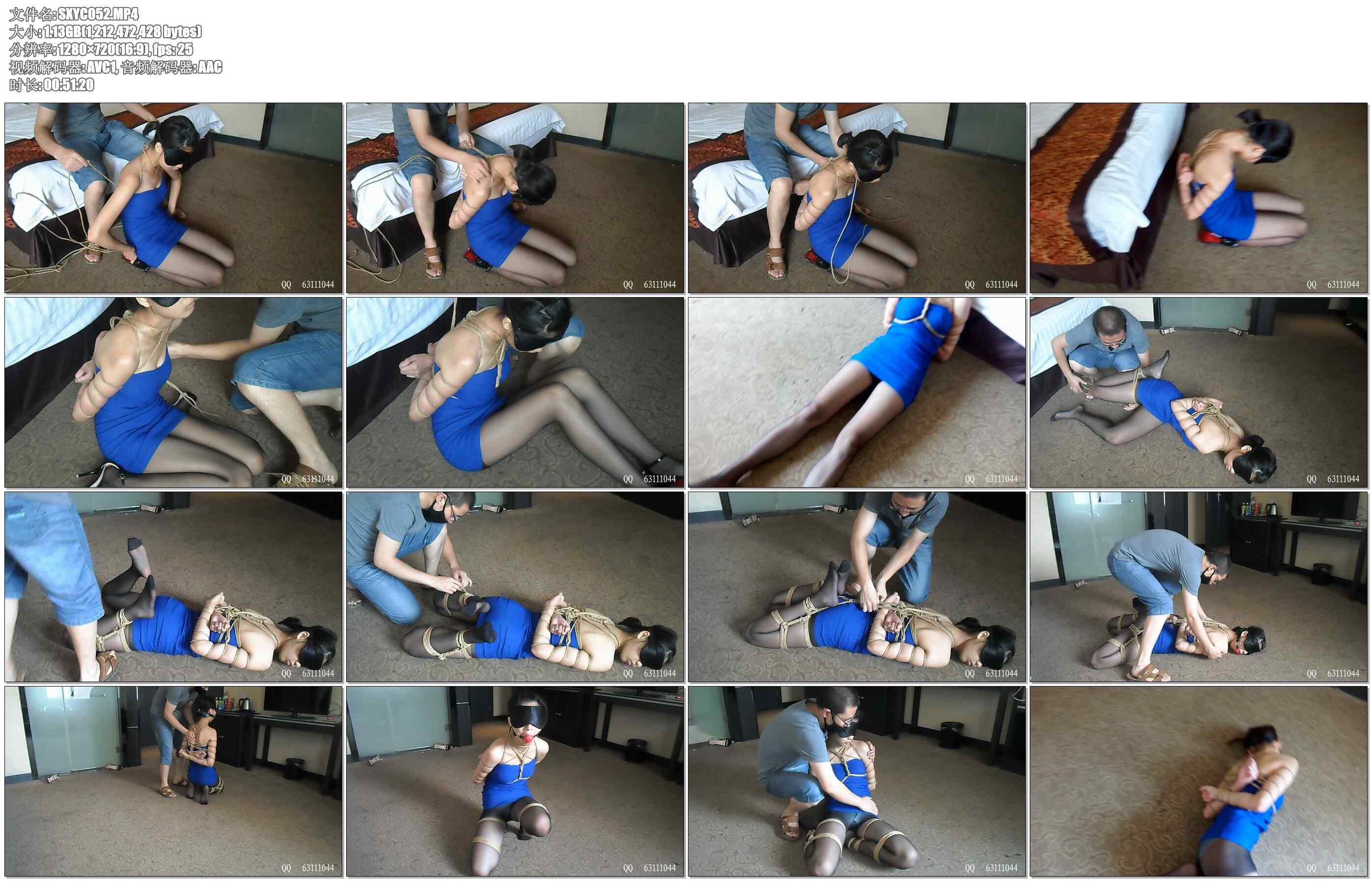 【随心原创】小M蓝裙高根黑丝 勒颈五花驷马 痛苦的膝盖直立艰难跪地行走