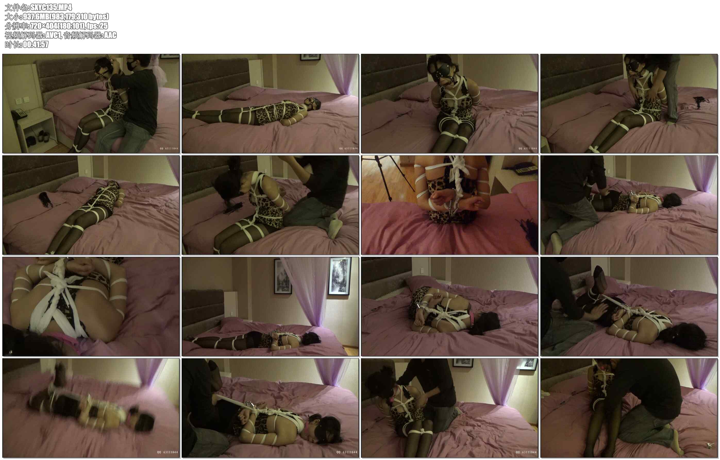 【随心原创】小M柔柔妹子 黑丝高跟豹纹 2 捆绑+手铐驷马马具口塞 床上戏弄挣扎不脱