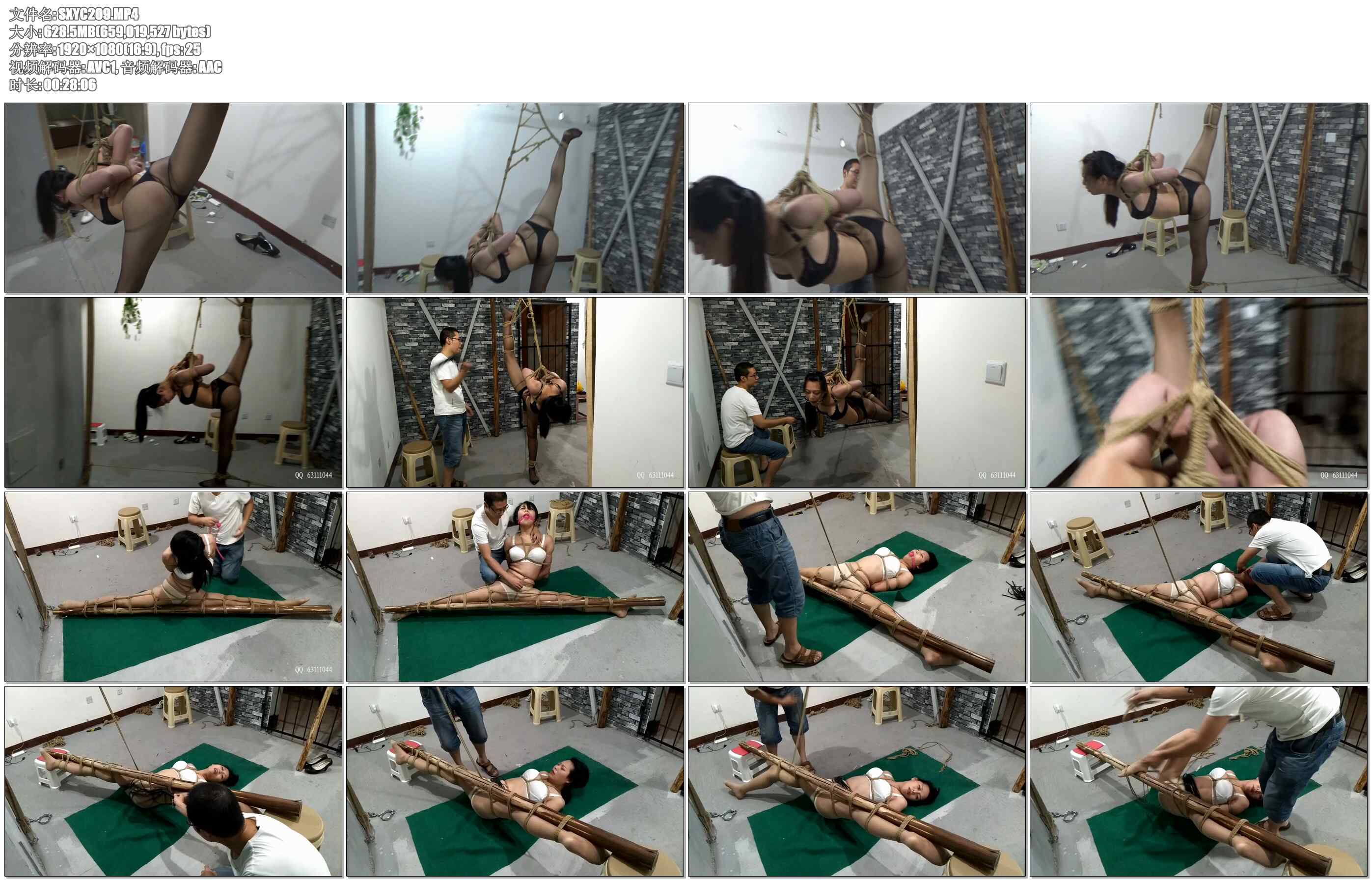 【随心原创】露露刑讯 单腿直立高吊 粗大木棍一字马空中劈叉 专业舞蹈演员的动作