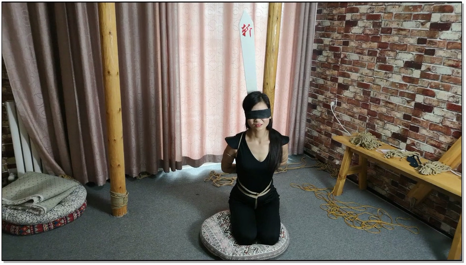 【随心原创】安雅 黑衣女侠 木枷 吊颈 斩标 细麻绳紧缚五花 忍耐力很好