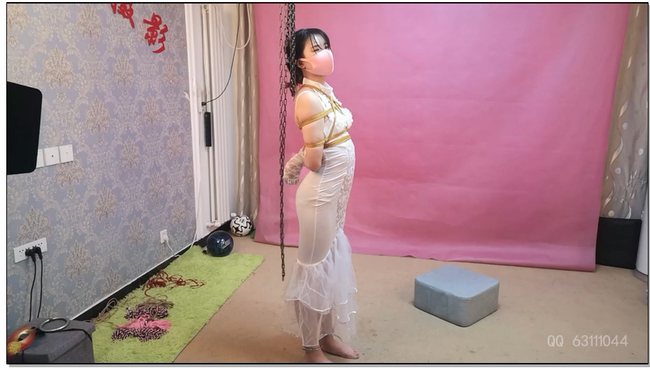【随心原创】杨蕊 凄美的新娘 细绳五花紧缚 滑轮下的极限吊绑 脚尖点地