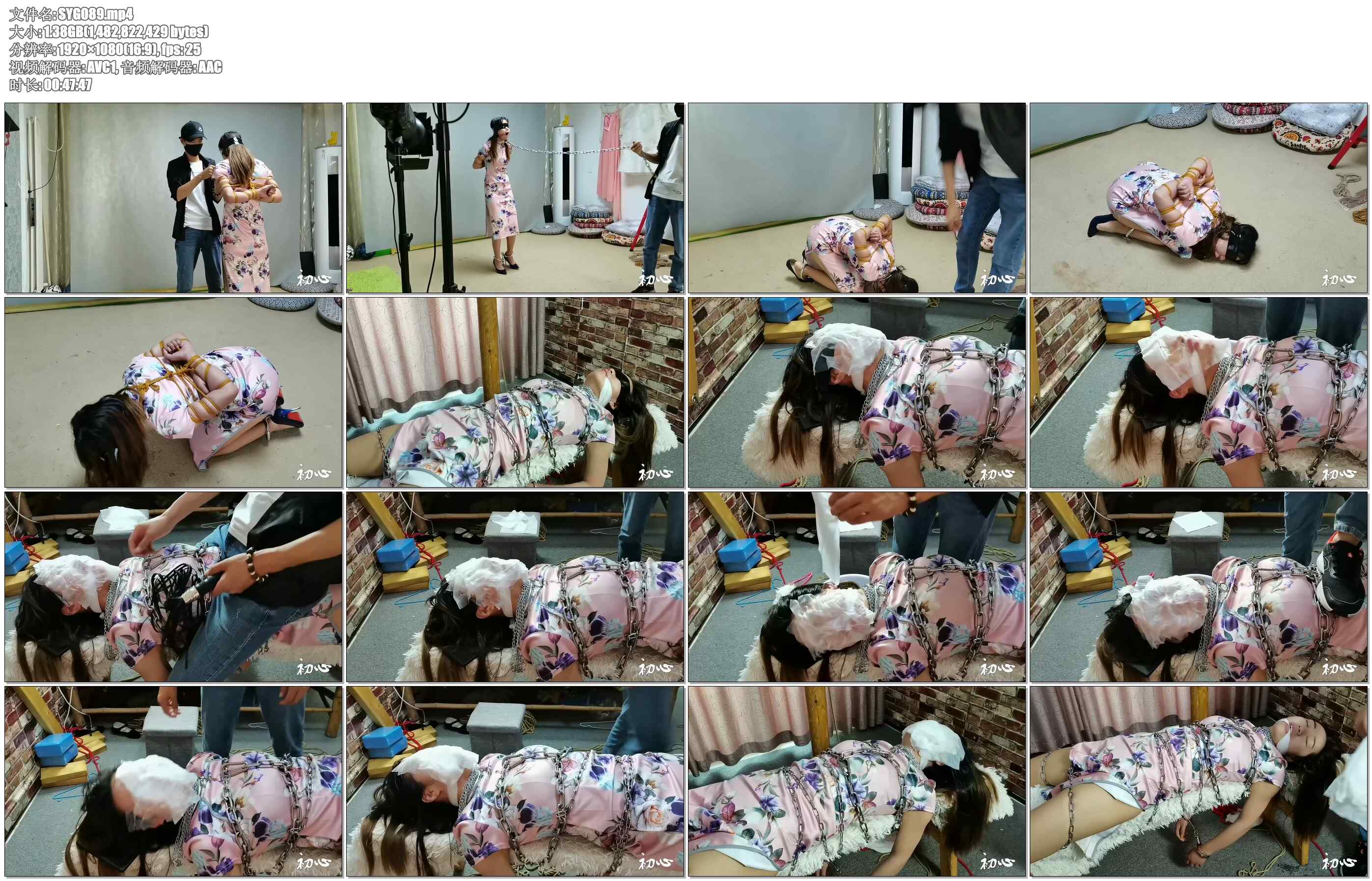 【束缘阁】女M潇潇五花紧绑，镣铐铁链捆绑调教