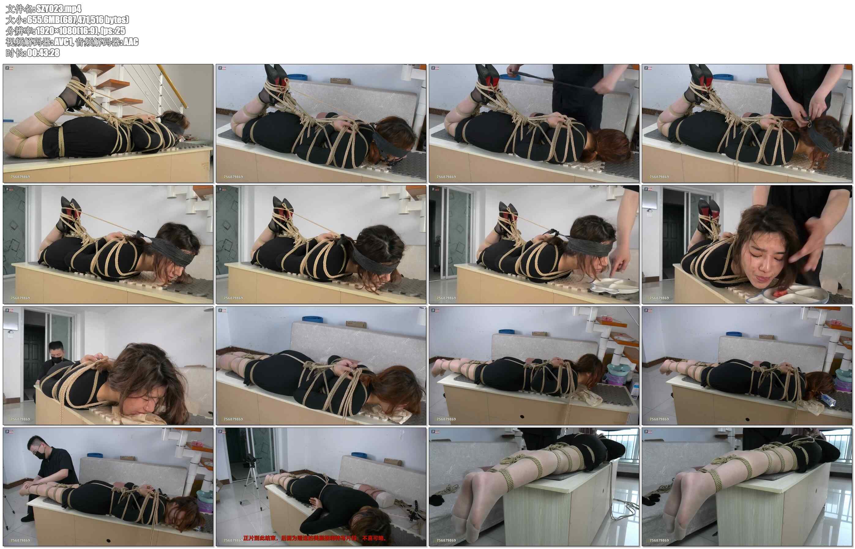 【绳之韵】OL美女安琪极限捆绑耐力测试 驷马捆绑着吃西瓜喝酸奶