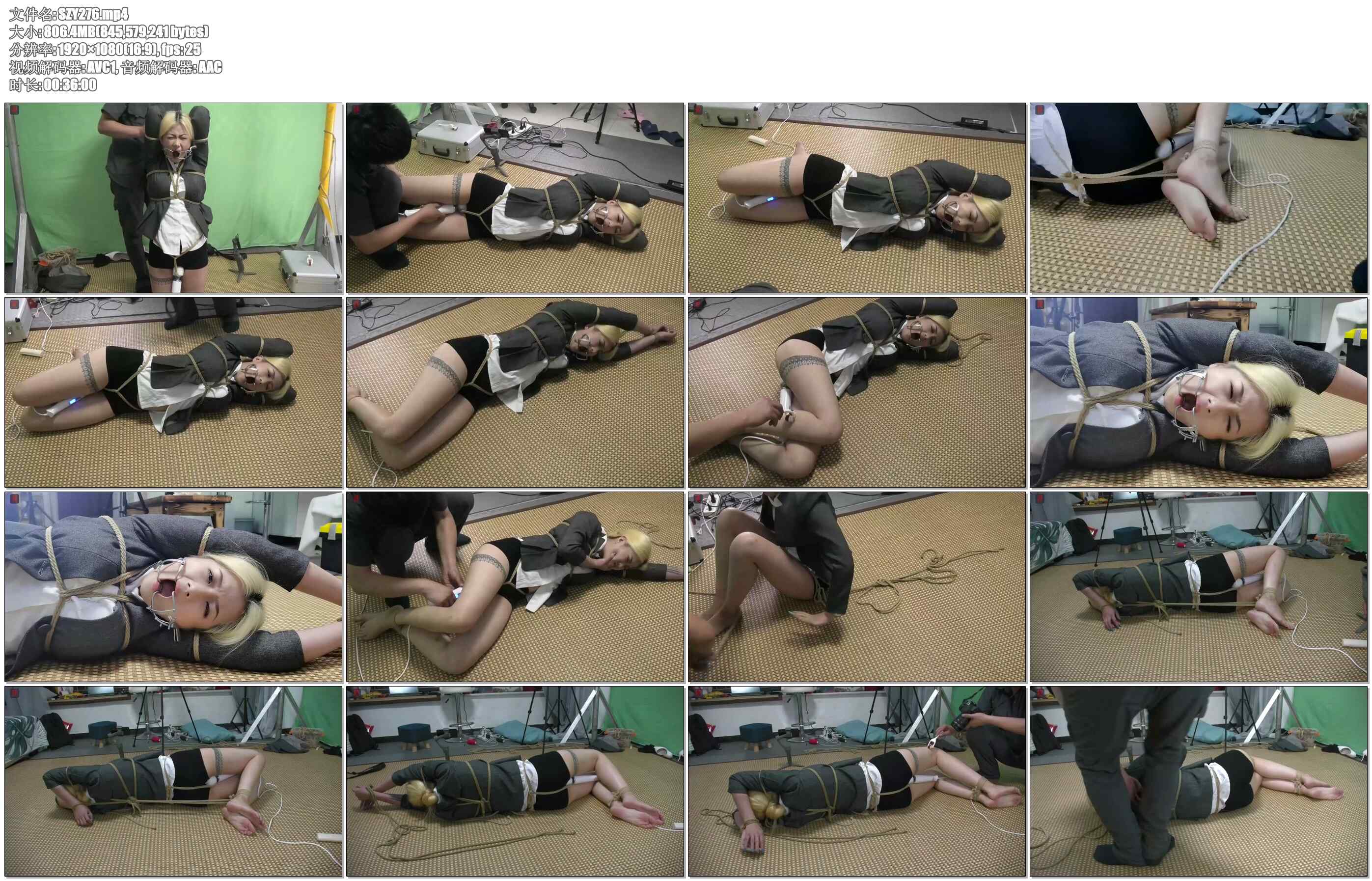 【绳之韵】羽灵，OL黑丝奴：开口器、脑后反手驷马，TK、反复强高，少女不堪承受之重度…