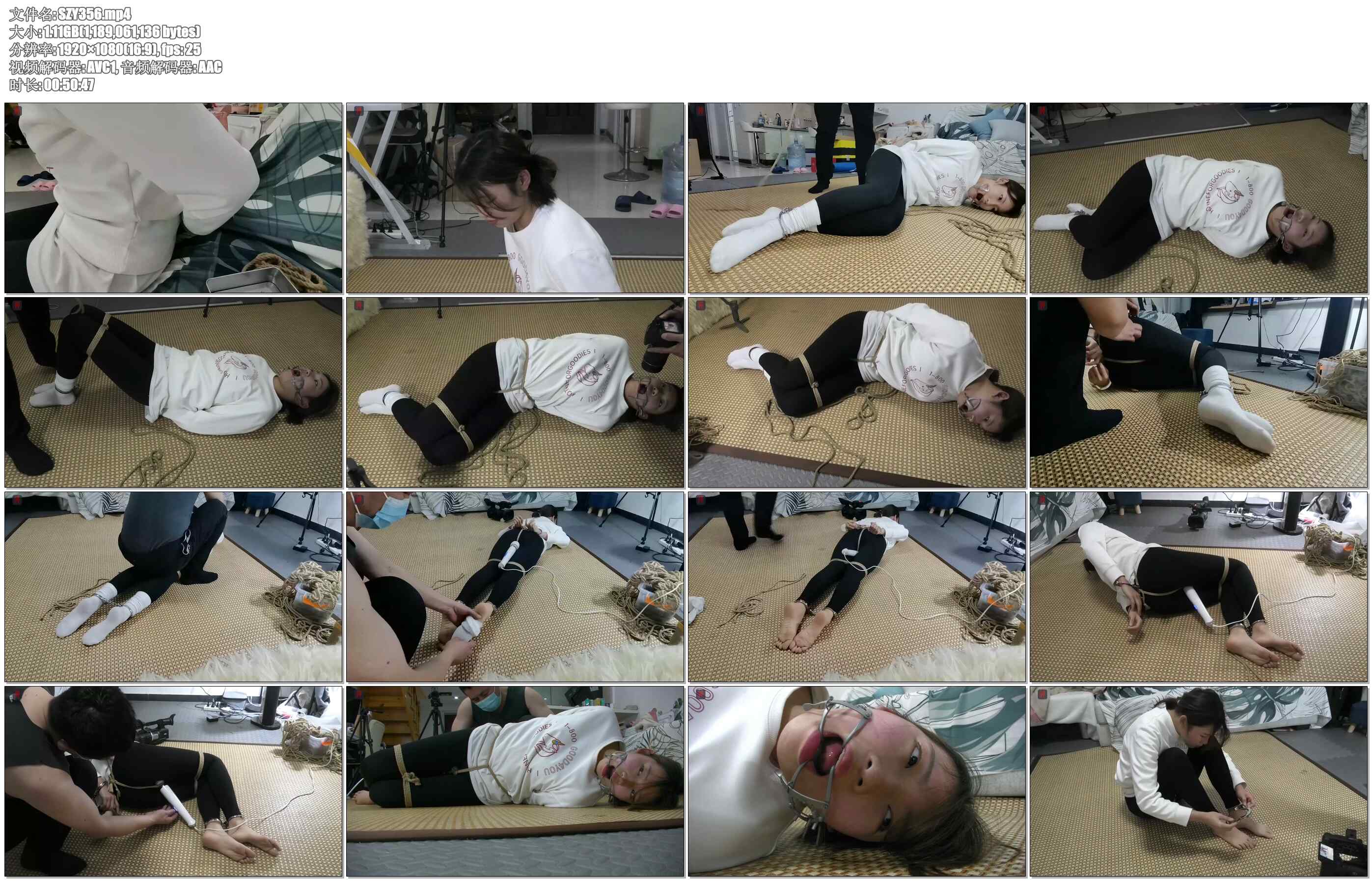 【绳之韵】大学生假期工瑾瑜，紧身裤、白袜，自拷、脚镣、钢制开口器，完全金属禁锢游戏