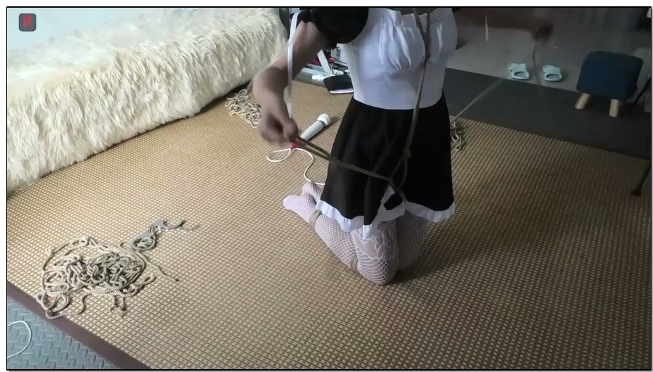 【绳之韵】自虐女孩瑾瑜绳奴养成系列之网袜女仆的自缚、自嗨