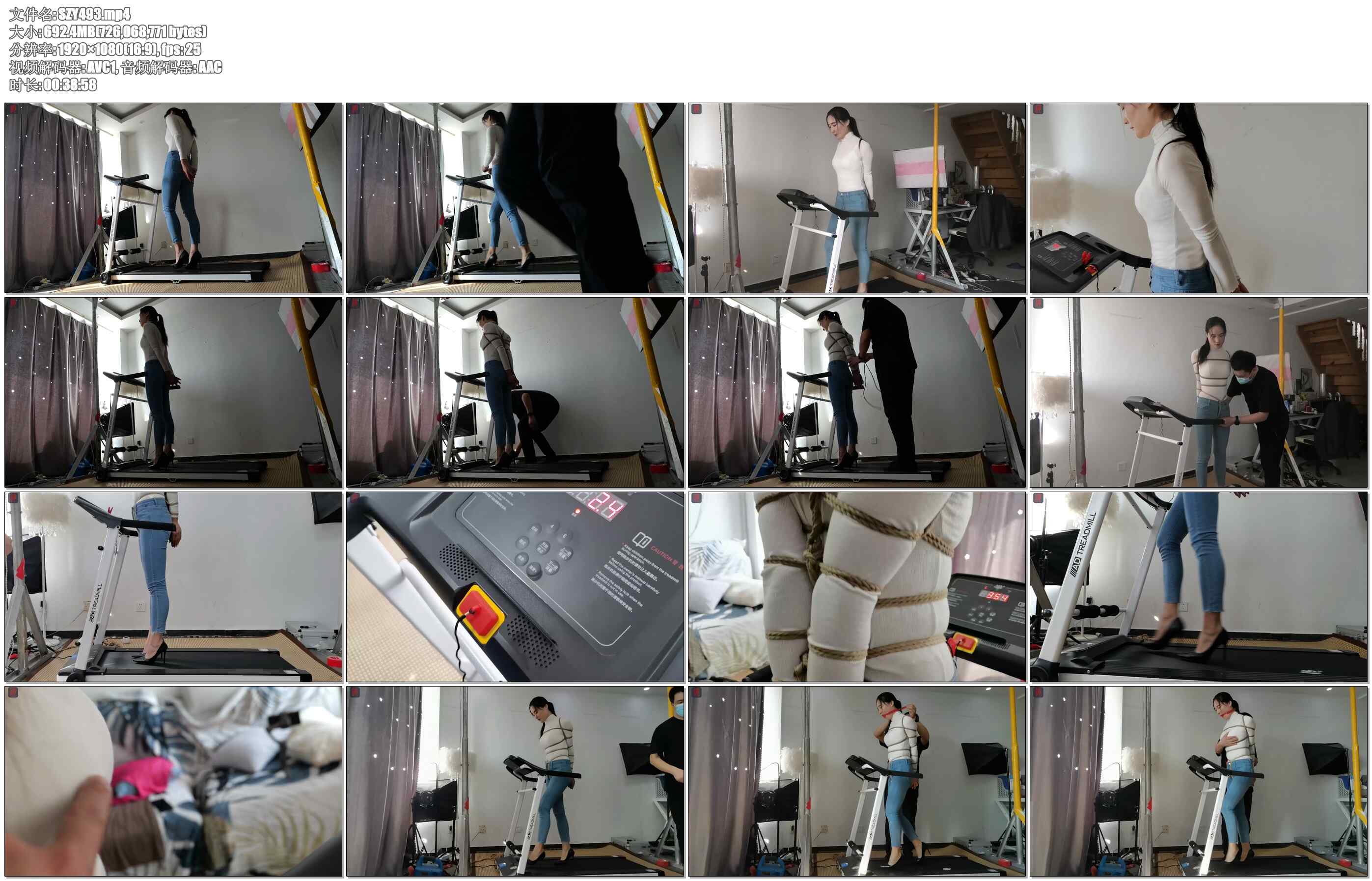 【绳之韵】菲菲，绳模的正确健身方式，捆绑高跟健步走，股绳、口球、牛仔裤、10CM高跟