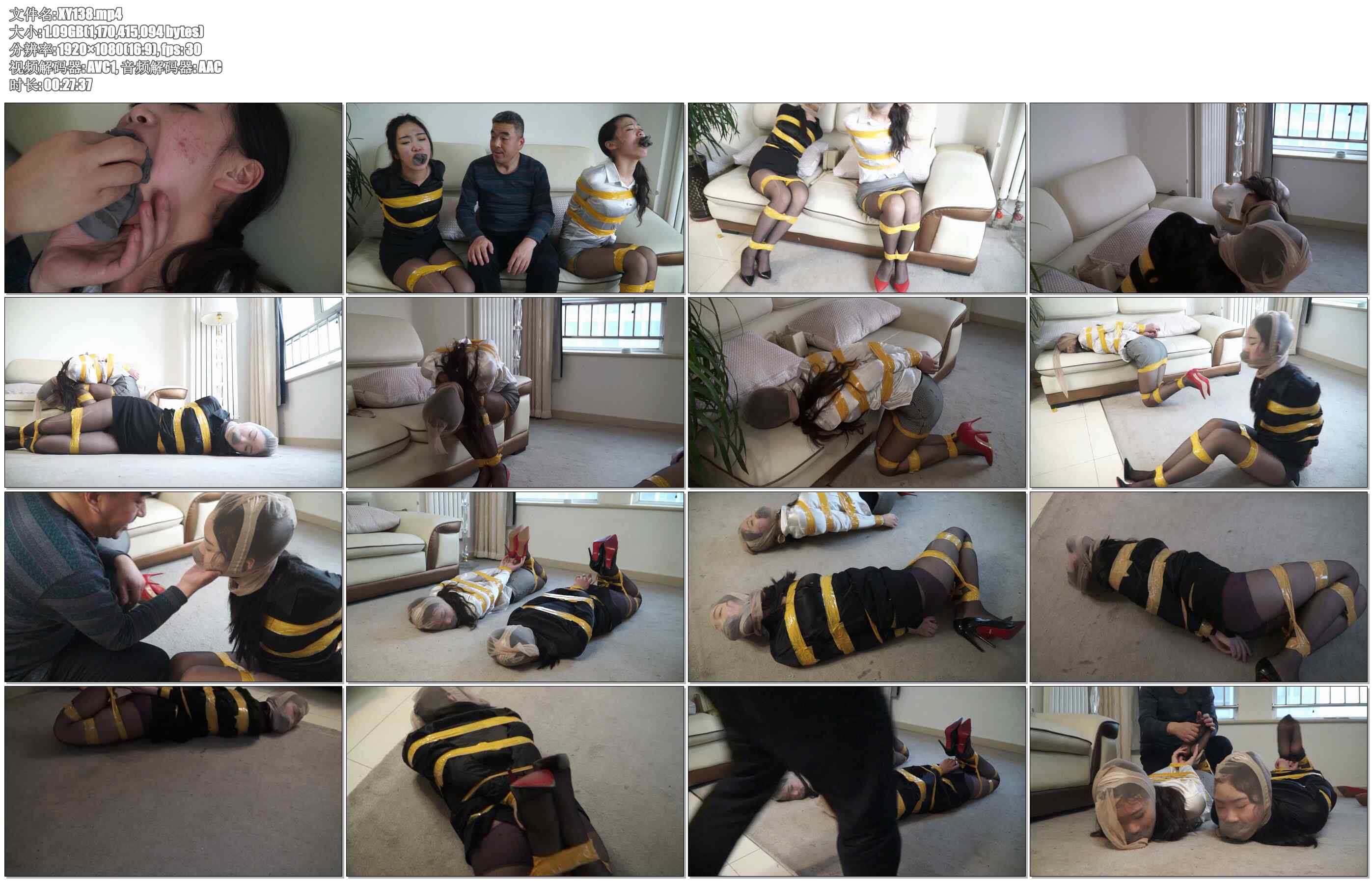 【逍遥】定拍两个黑丝大美女被胶带捆绑丝袜套头歹徒疯狂挠脚心