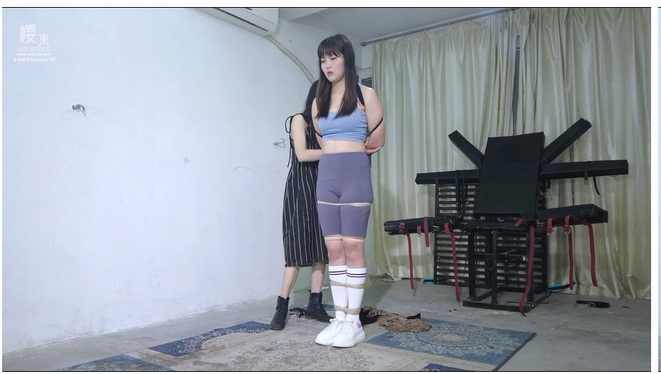 【樱束原创】瑜伽特训课 新模香香 丝袜五花驷马捆绑挣扎，丝袜紧紧勒嘴，全身TK！
