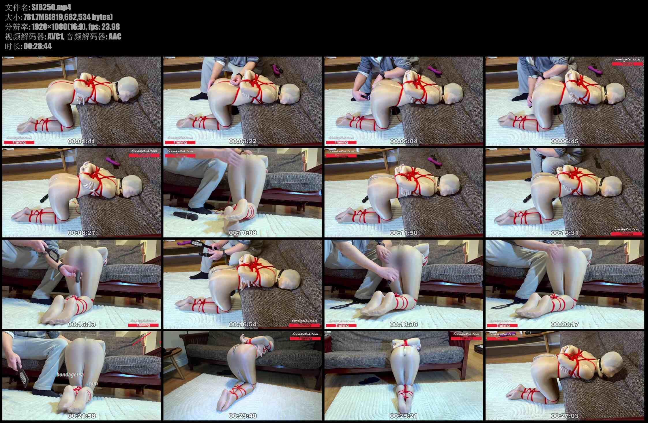 【绳精病】洋妞尼龙紧身衣全包丝滑娃娃紧缚股绳折磨菊子钩住用力打屁股没想到这么爽